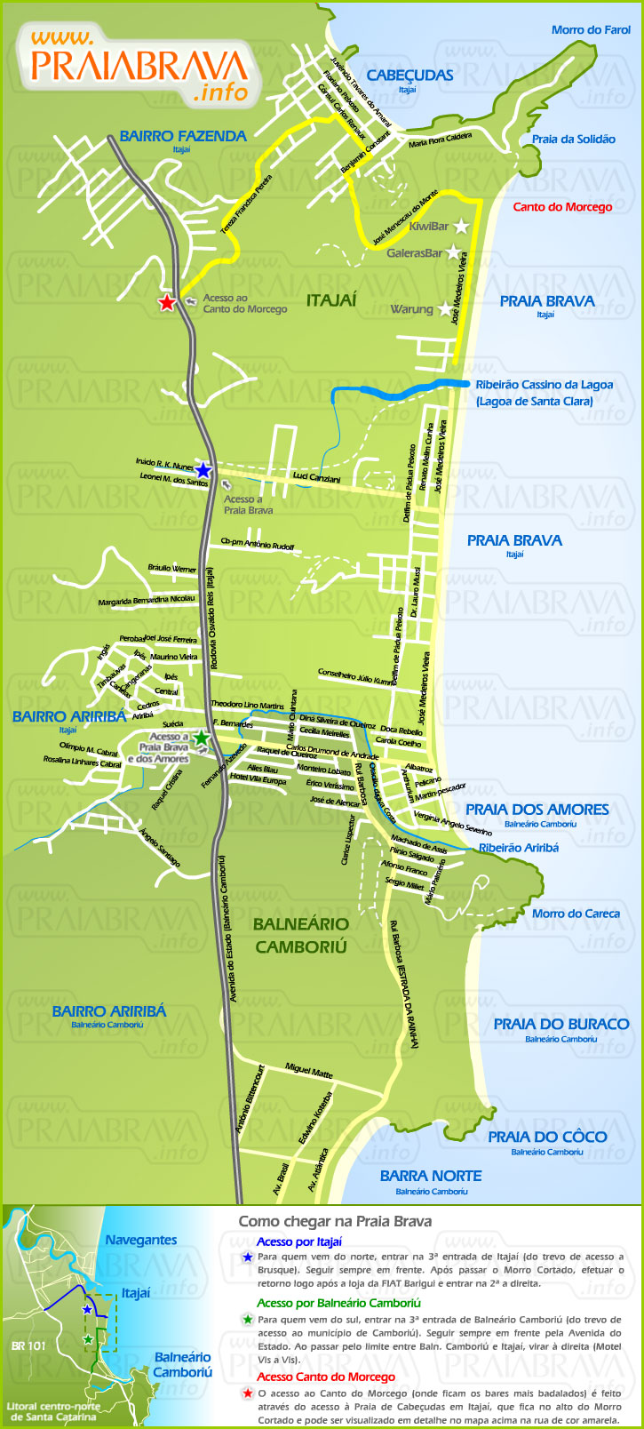 Mapa da Praia Brava - Itajaí e Balneário Camboriú