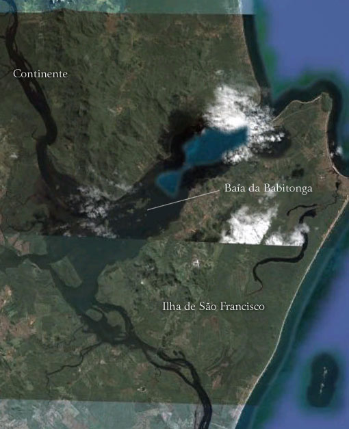 Baía da Babitonga ao norte do Estado - Imagem: Google Earth Baía da Babitonga ao norte do Estado - Imagem: Google Earth