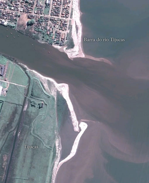 A barra do Rio Tijucas - Imagem: Google Earth A barra do Rio Tijucas - Imagem: Google Earth